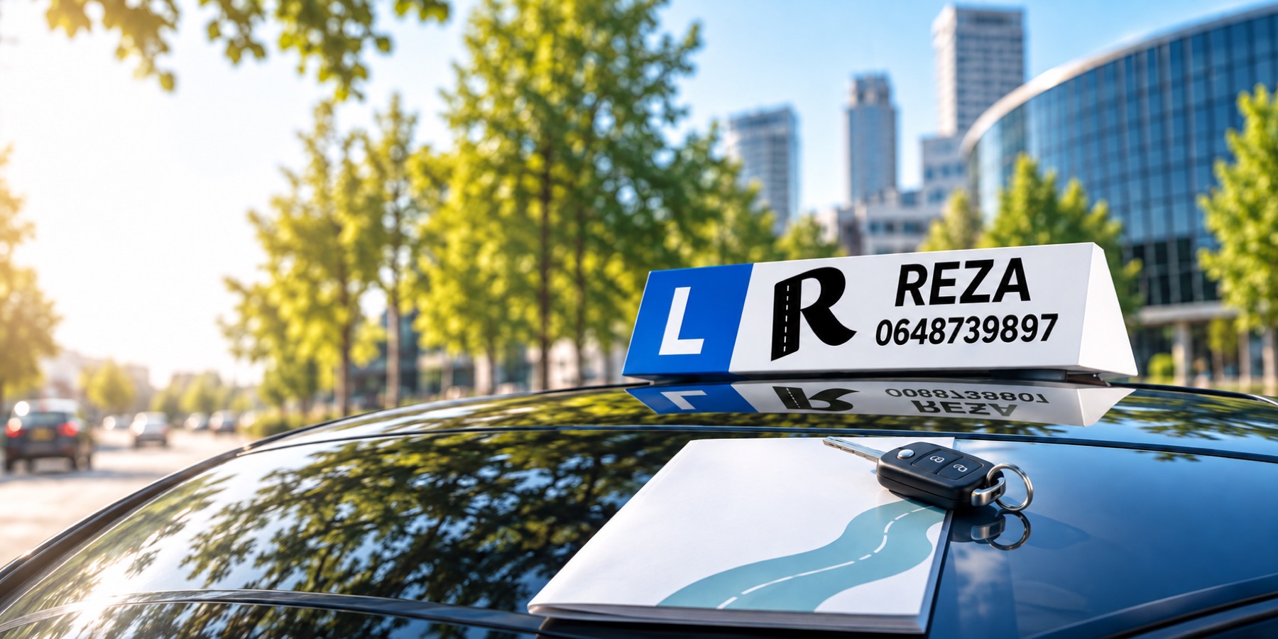 Driving school brand illustration
